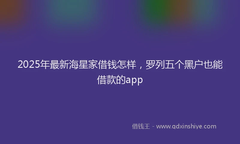 2025年最新海星家借钱怎样，罗列五个黑户也能借款的app