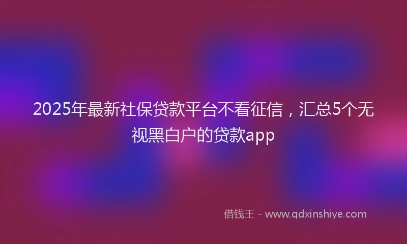 2025年最新社保贷款平台不看征信，汇总5个无视黑白户的贷款app