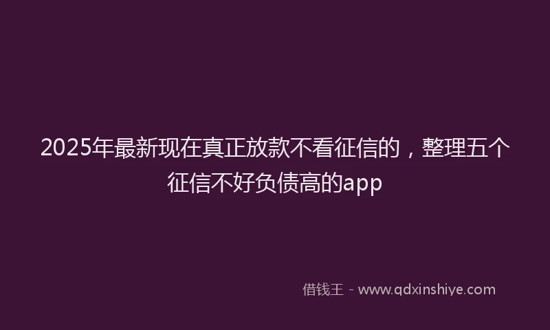 2025年最新现在真正放款不看征信的，整理五个征信不好负债高的app