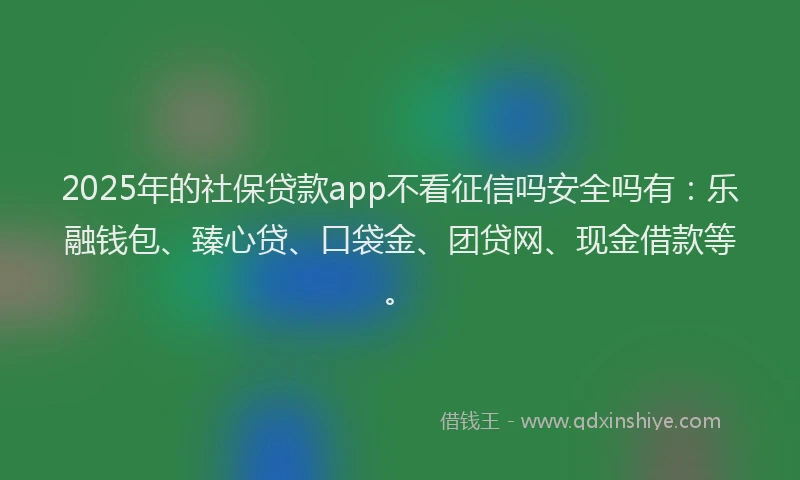 2025年的社保贷款app不看征信吗安全吗有：乐融钱包、臻心贷、口袋金、团贷网、现金借款等。