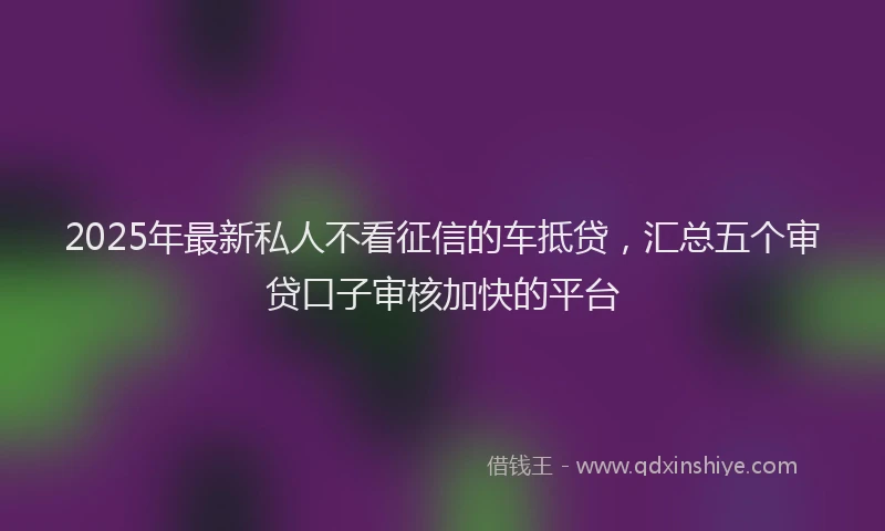 2025年最新私人不看征信的车抵贷，汇总五个审贷口子审核加快的平台