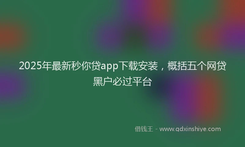 2025年最新秒你贷app下载安装，概括五个网贷黑户必过平台