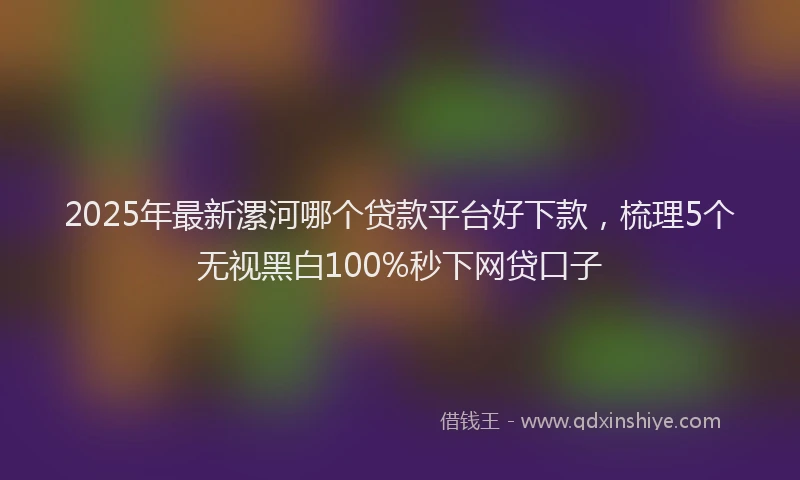2025年最新漯河哪个贷款平台好下款，梳理5个无视黑白100%秒下网贷口子