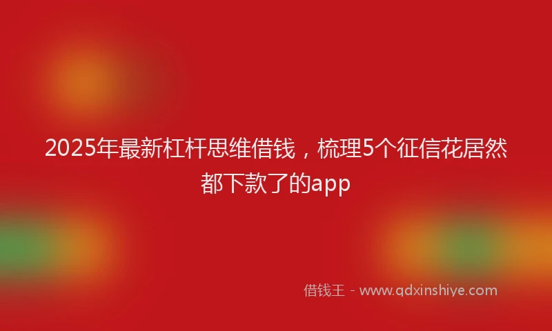 2025年最新杠杆思维借钱，梳理5个征信花居然都下款了的app