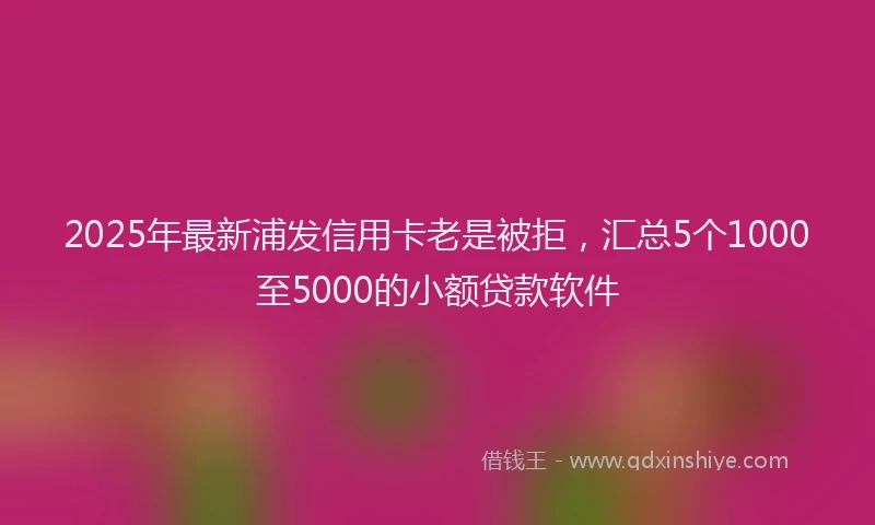 2025年最新浦发信用卡老是被拒，汇总5个1000至5000的小额贷款软件