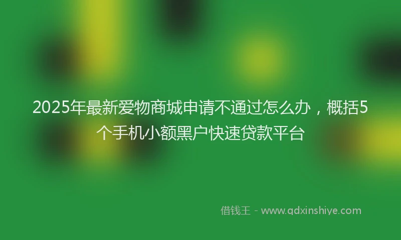 2025年最新爱物商城申请不通过怎么办，概括5个手机小额黑户快速贷款平台