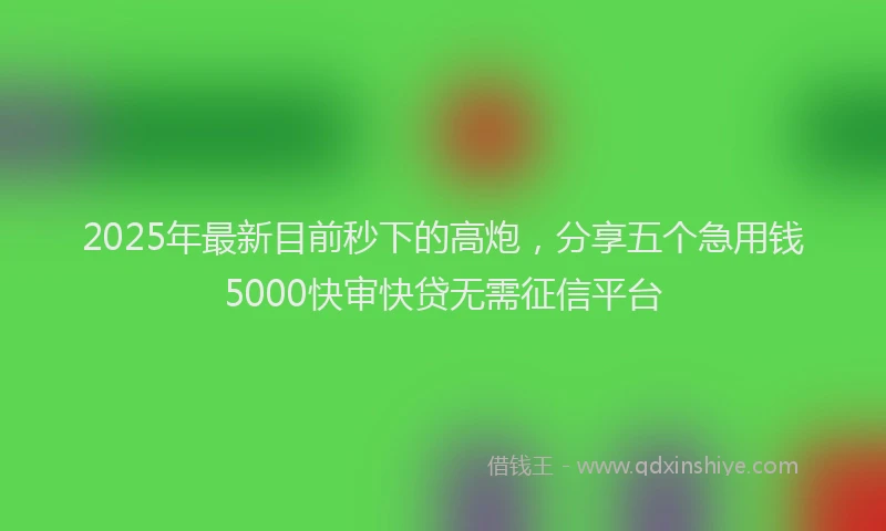 2025年最新目前秒下的高炮，分享五个急用钱5000快审快贷无需征信平台
