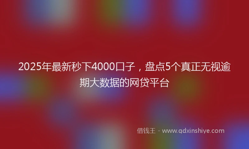 2025年最新秒下4000口子，盘点5个真正无视逾期大数据的网贷平台