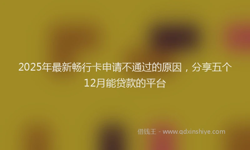 2025年最新畅行卡申请不通过的原因，分享五个12月能贷款的平台