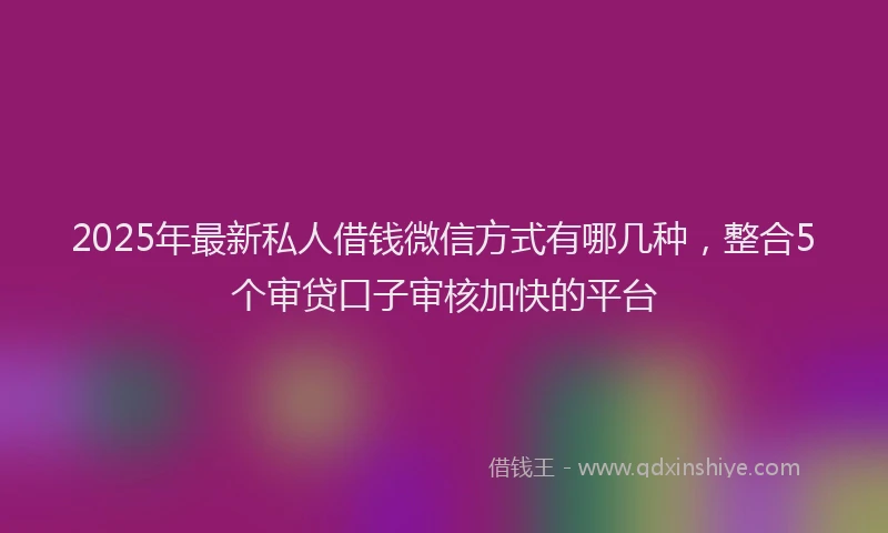2025年最新私人借钱微信方式有哪几种，整合5个审贷口子审核加快的平台