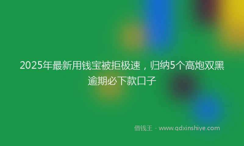 2025年最新用钱宝被拒极速，归纳5个高炮双黑逾期必下款口子