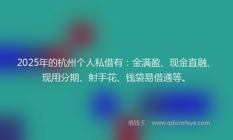 2025年的杭州个人私借有：金满盈、现金直融、现用分期、射手花、钱袋易借通等。