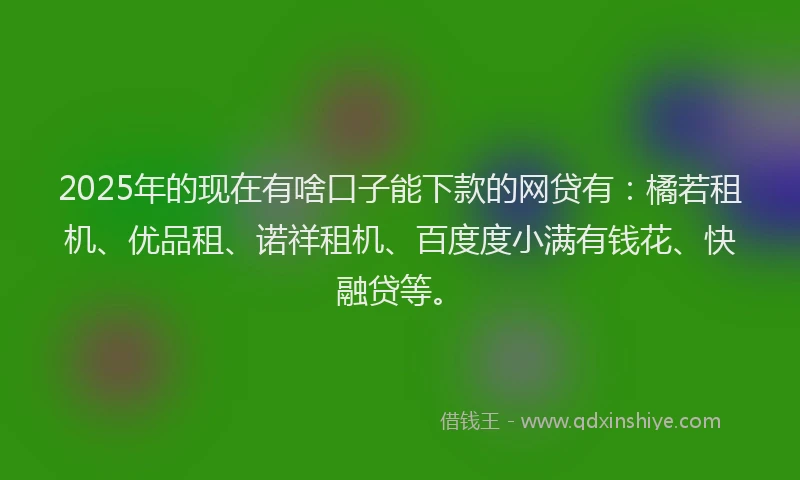 2025年的现在有啥口子能下款的网贷有：橘若租机、优品租、诺祥租机、百度度小满有钱花、快融贷等。
