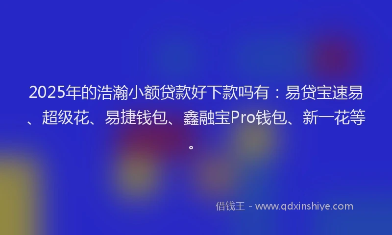 2025年的浩瀚小额贷款好下款吗有：易贷宝速易、超级花、易捷钱包、鑫融宝Pro钱包、新一花等。