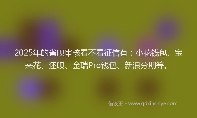 2025年的省呗审核看不看征信有：小花钱包、宝来花、还呗、金瑞Pro钱包、新浪分期等。