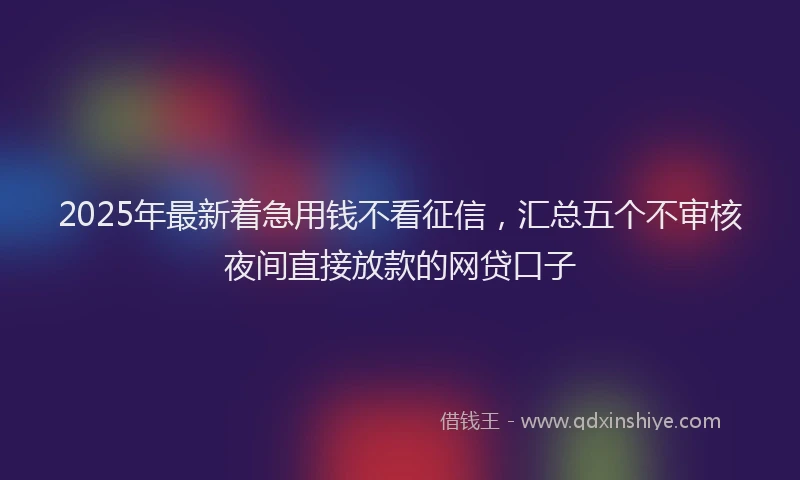 2025年最新着急用钱不看征信，汇总五个不审核夜间直接放款的网贷口子