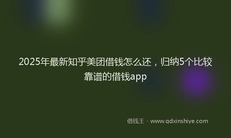 2025年最新知乎美团借钱怎么还，归纳5个比较靠谱的借钱app