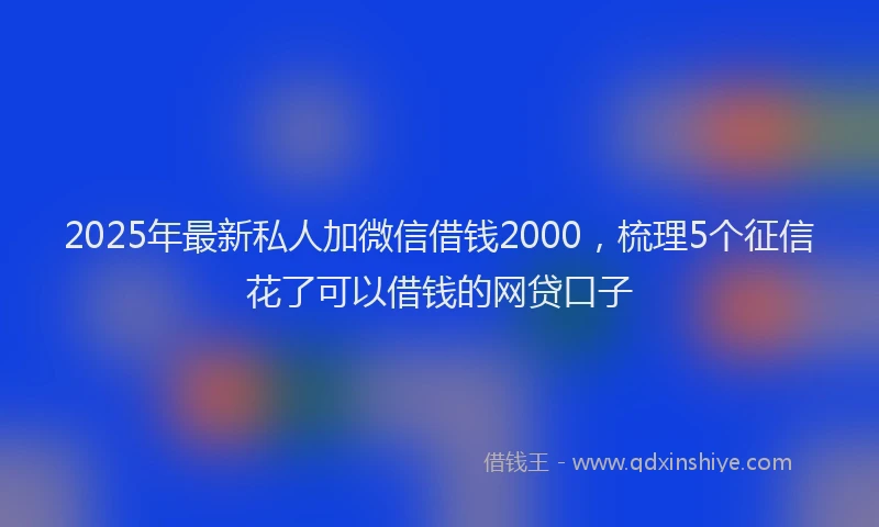 2025年最新私人加微信借钱2000，梳理5个征信花了可以借钱的网贷口子
