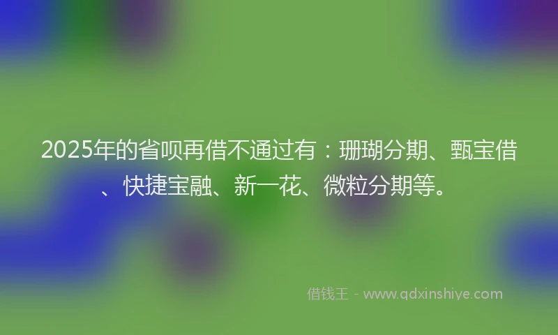 2025年的省呗再借不通过有：珊瑚分期、甄宝借、快捷宝融、新一花、微粒分期等。