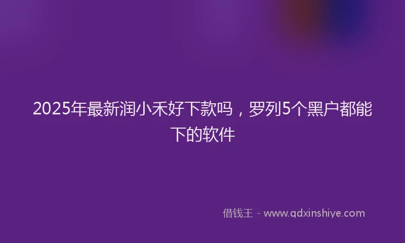 2025年最新润小禾好下款吗，罗列5个黑户都能下的软件