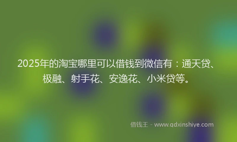 2025年的淘宝哪里可以借钱到微信有：通天贷、极融、射手花、安逸花、小米贷等。