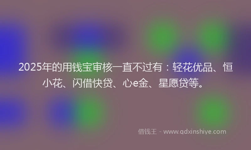 2025年的用钱宝审核一直不过有：轻花优品、恒小花、闪借快贷、心e金、星愿贷等。
