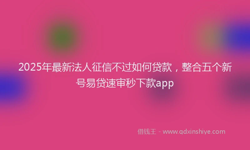 2025年最新法人征信不过如何贷款,整合五个新号易贷速审秒下款app