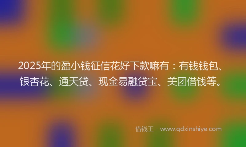 2025年的盈小钱征信花好下款嘛有：有钱钱包、银杏花、通天贷、现金易融贷宝、美团借钱等。