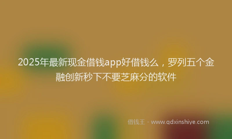 2025年最新现金借钱app好借钱么，罗列五个金融创新秒下不要芝麻分的软件