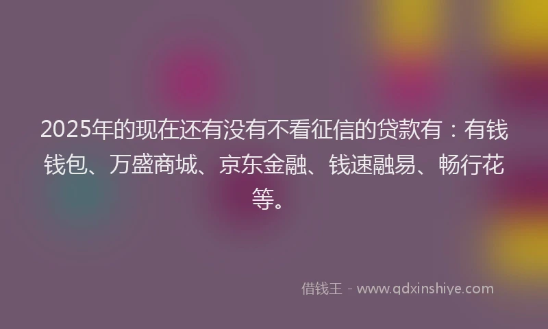 2025年的现在还有没有不看征信的贷款有：有钱钱包、万盛商城、京东金融、钱速融易、畅行花等。