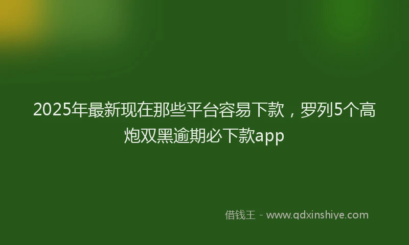 2025年最新现在那些平台容易下款，罗列5个高炮双黑逾期必下款app