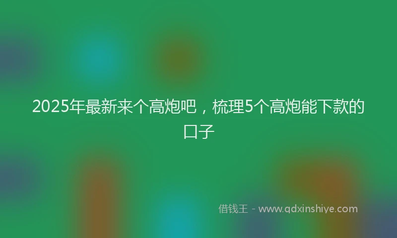 2025年最新来个高炮吧，梳理5个高炮能下款的口子