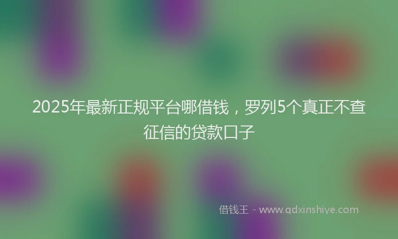 2025年最新正规平台哪借钱，罗列5个真正不查征信的贷款口子