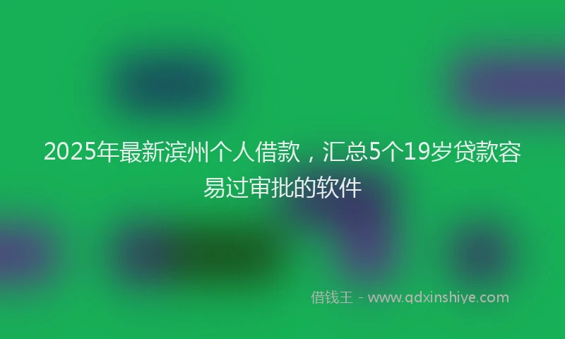 2025年最新滨州个人借款，汇总5个19岁贷款容易过审批的软件