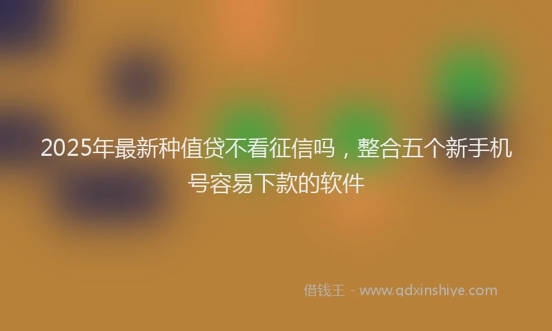2025年最新种值贷不看征信吗，整合五个新手机号容易下款的软件