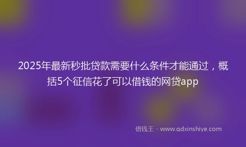 2025年最新秒批贷款需要什么条件才能通过，概括5个征信花了可以借钱的网贷app