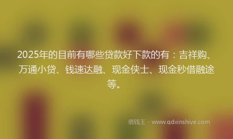 2025年的目前有哪些贷款好下款的有：吉祥购、万通小贷、钱速达融、现金侠士、现金秒借融途等。
