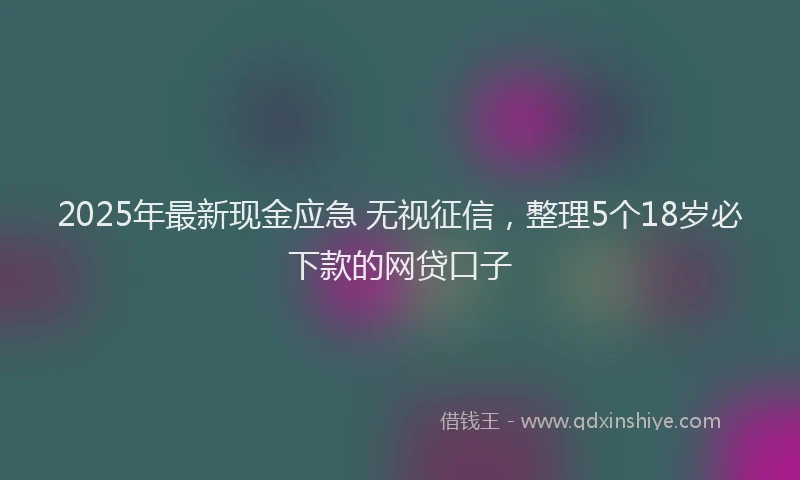 2025年最新现金应急 无视征信，整理5个18岁必下款的网贷口子
