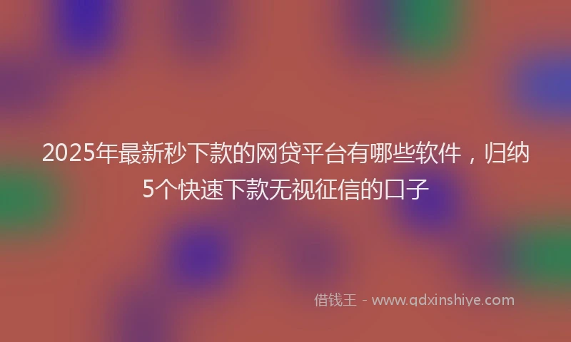 2025年最新秒下款的网贷平台有哪些软件，归纳5个快速下款无视征信的口子