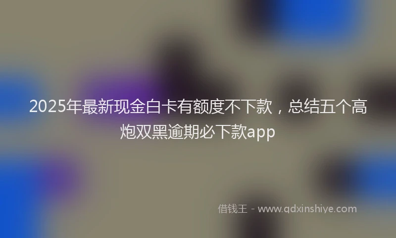 2025年最新现金白卡有额度不下款，总结五个高炮双黑逾期必下款app