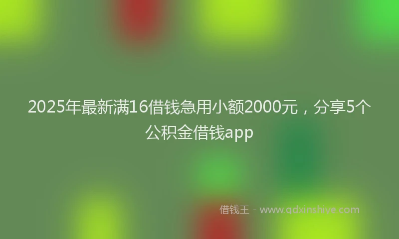 2025年最新满16借钱急用小额2000元，分享5个公积金借钱app