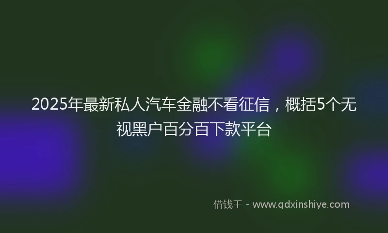2025年最新私人汽车金融不看征信，概括5个无视黑户百分百下款平台