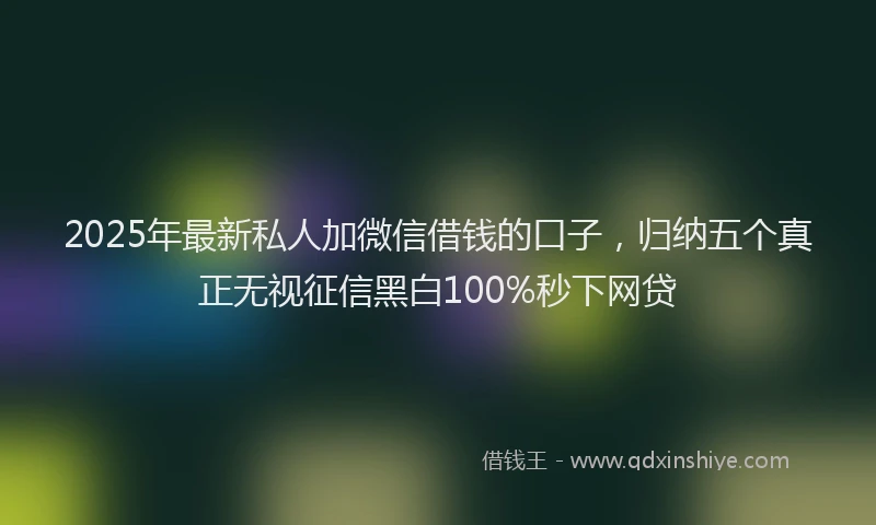 2025年最新私人加微信借钱的口子，归纳五个真正无视征信黑白100%秒下网贷