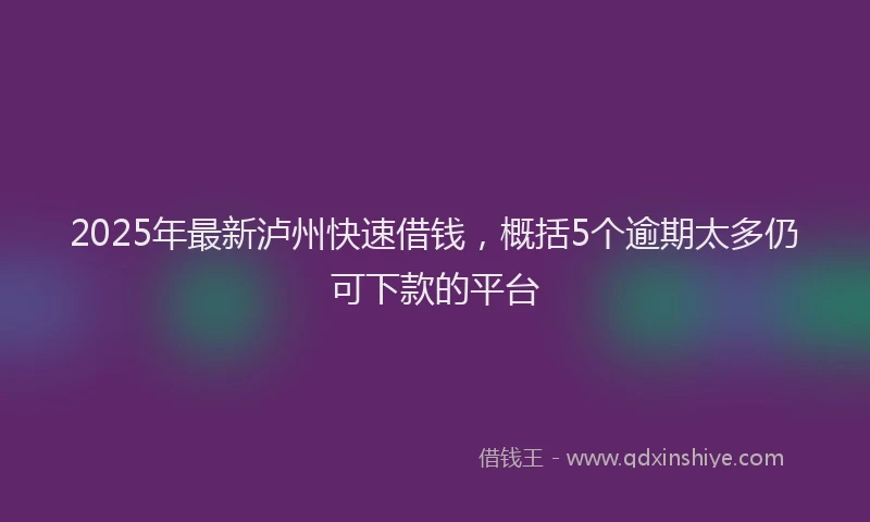 2025年最新泸州快速借钱，概括5个逾期太多仍可下款的平台