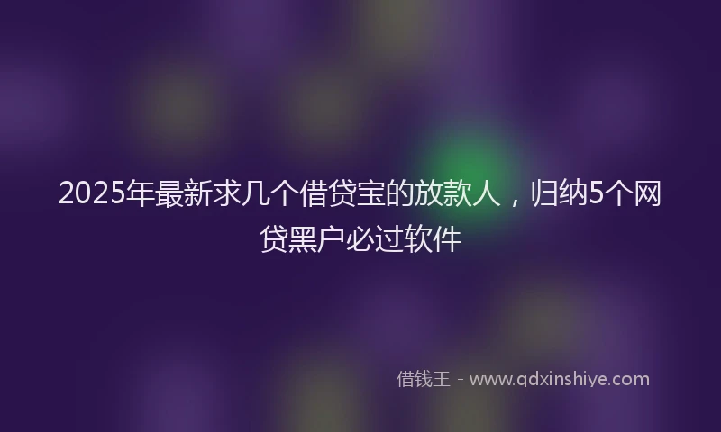 2025年最新求几个借贷宝的放款人，归纳5个网贷黑户必过软件