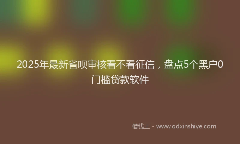 2025年最新省呗审核看不看征信，盘点5个黑户0门槛贷款软件