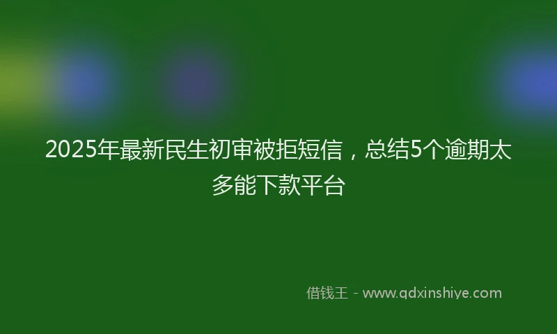 2025年最新民生初审被拒短信，总结5个逾期太多能下款平台