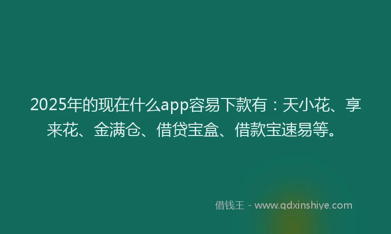 2025年的现在什么app容易下款有：天小花、享来花、金满仓、借贷宝盒、借款宝速易等。