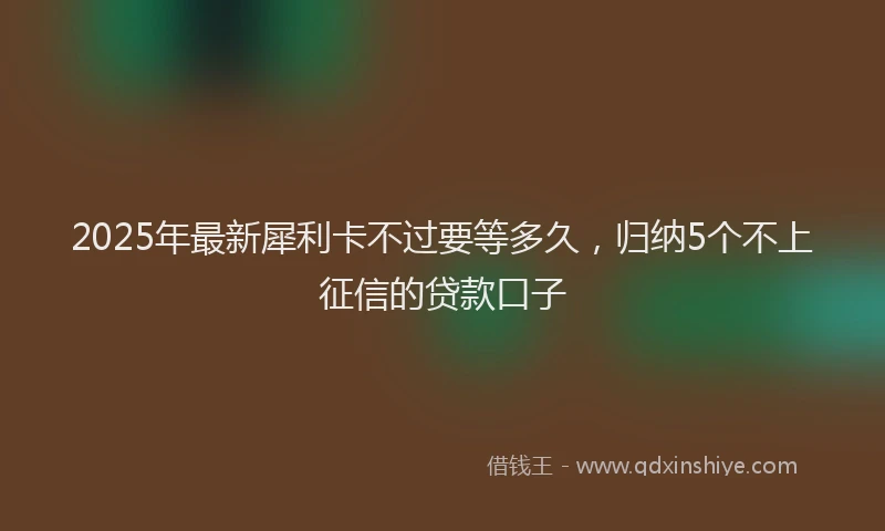 2025年最新犀利卡不过要等多久，归纳5个不上征信的贷款口子