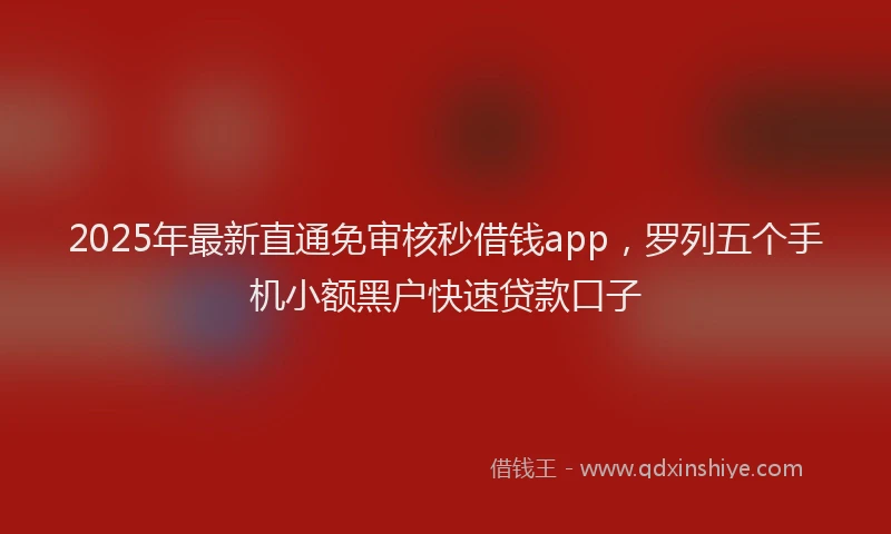 2025年最新直通免审核秒借钱app，罗列五个手机小额黑户快速贷款口子